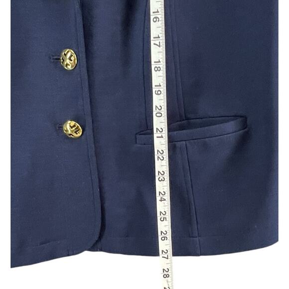 Linea Louis Dell'Olio Blazer Womens XL Blue Gold Button Jacket Career Academia - Picture 7 of 14